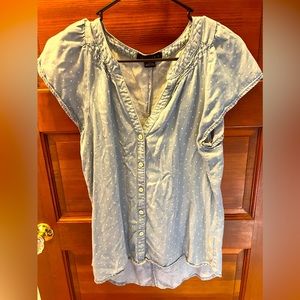 Sanctuary soft denim shirt with white polka dots